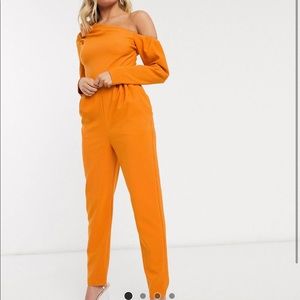 ASOS Design off shoulder long sleeve jumpsuit
